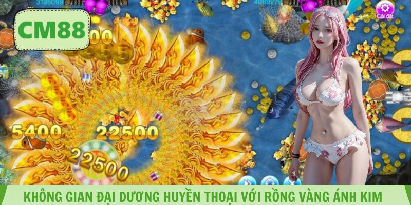 Không gian đại dương huyền thoại với rồng vàng ánh kim nổi bật